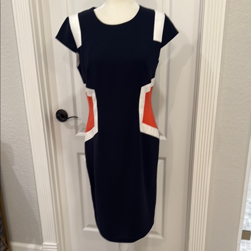 Navy and Red Colorblock Dress